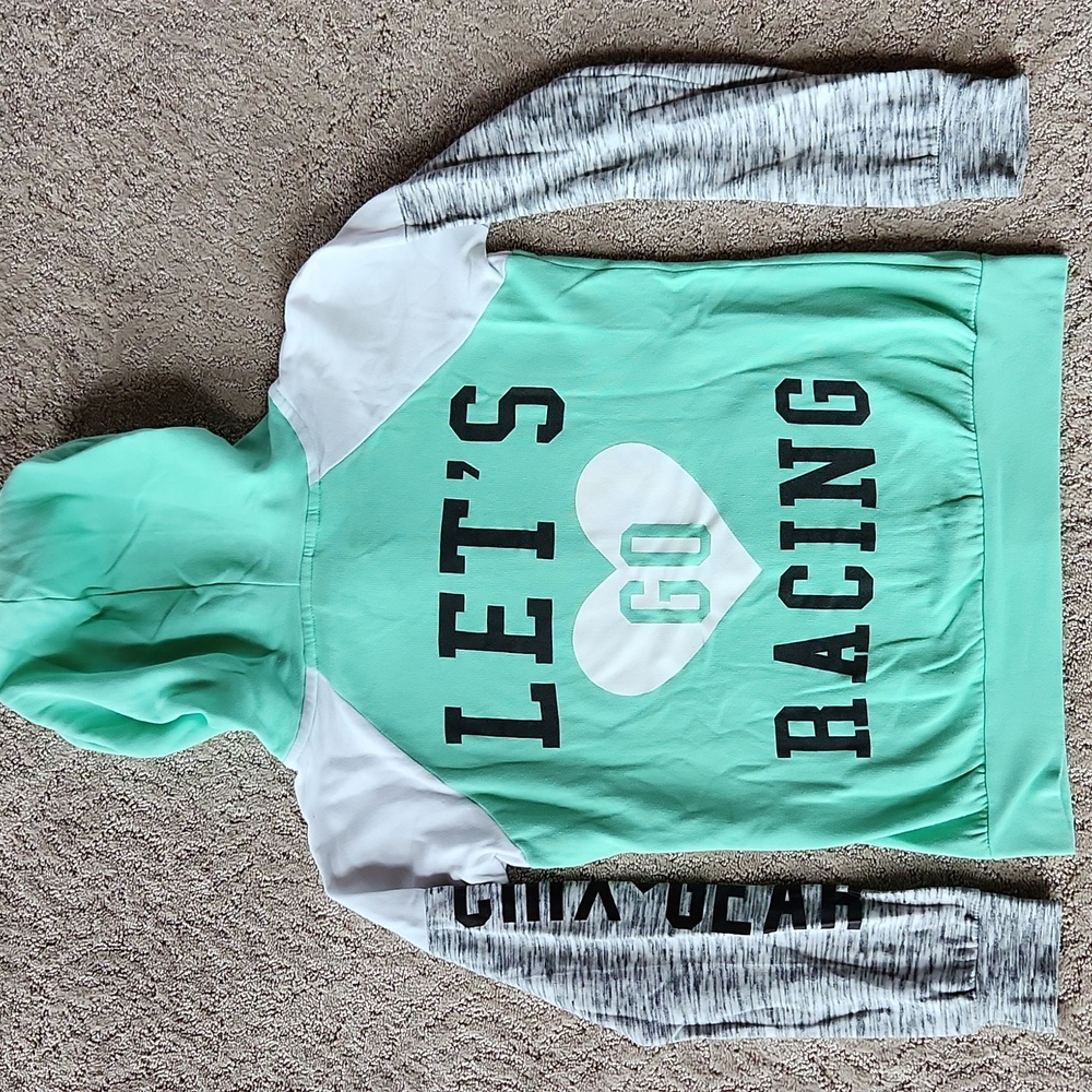 Women's Medium "Let's Go Racing" Zip Up Hoodie